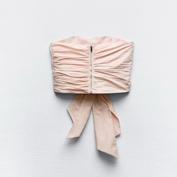 NWT ZARA STRAPLESS TAFFETA BOW TOP - Picture 5 of 6